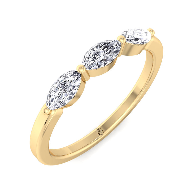 Three Stone Marquise Shape Wedding Band (0.26 CT)