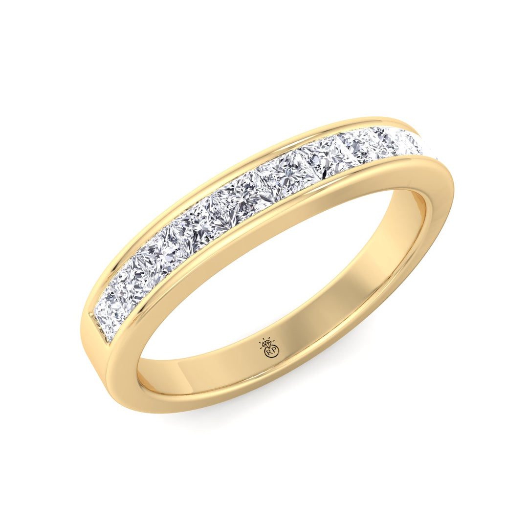 Channel Set Princess Shape Wedding Band (0.48 CT)