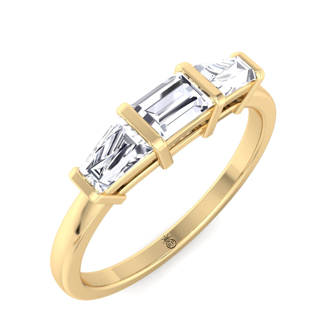 Emerald &amp; Tapered Baguette Shape Wedding Band (0.41 CT)