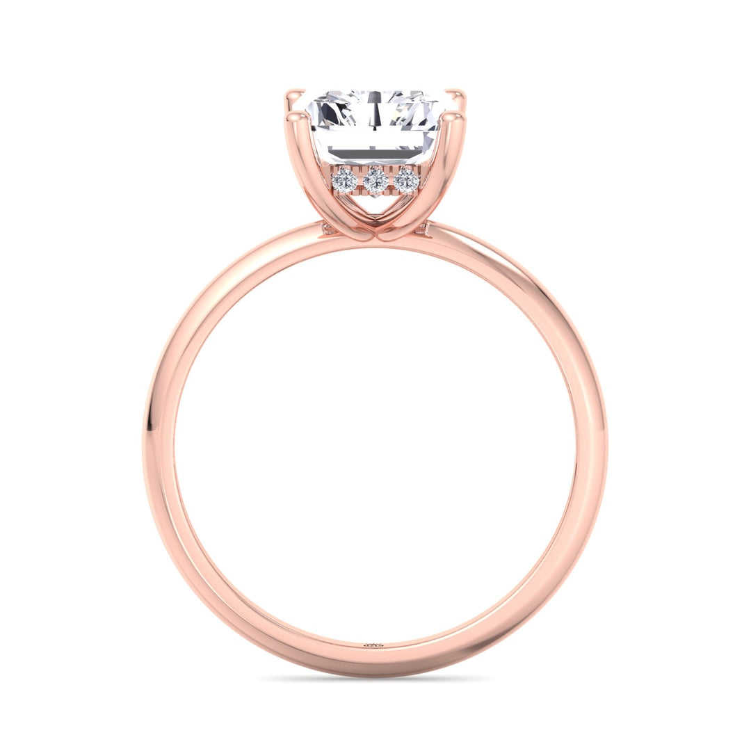 Radiant Cut Invisible Halo Engagement Ring