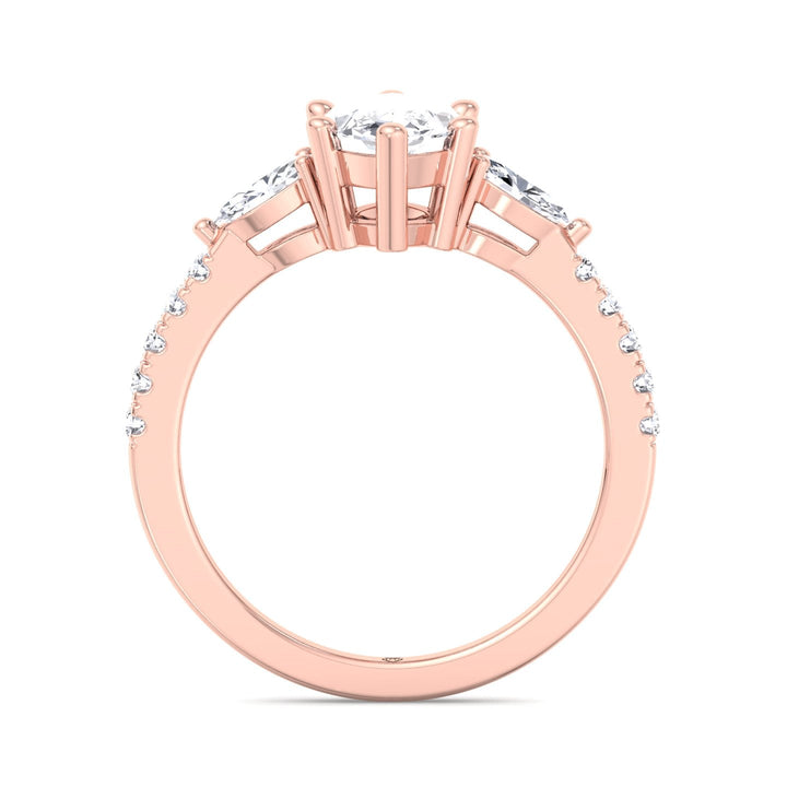 Marquise Cut Engagement Ring With Oval &amp; Pavé Sidestones