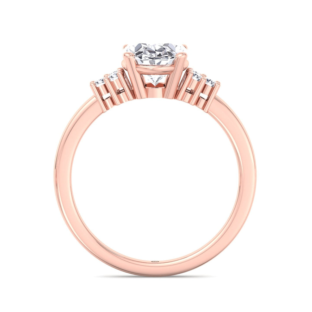 Oval Cut Engagement Ring with Round Side Stones