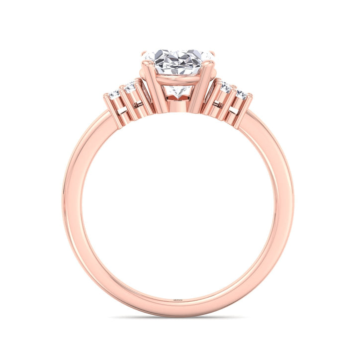 Oval Cut Engagement Ring with Round Side Stones