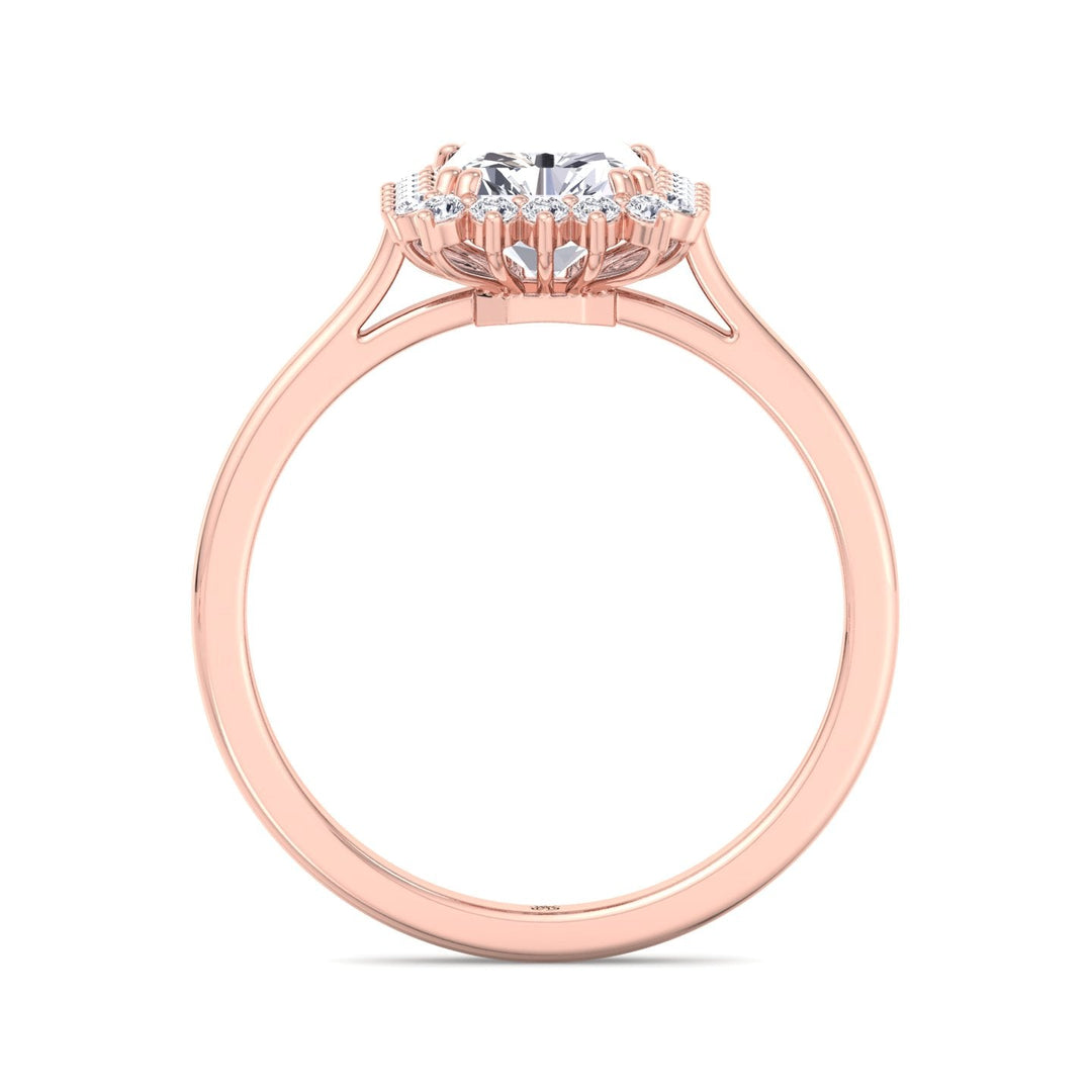 Radiant Cut Flower Halo Engagement Ring