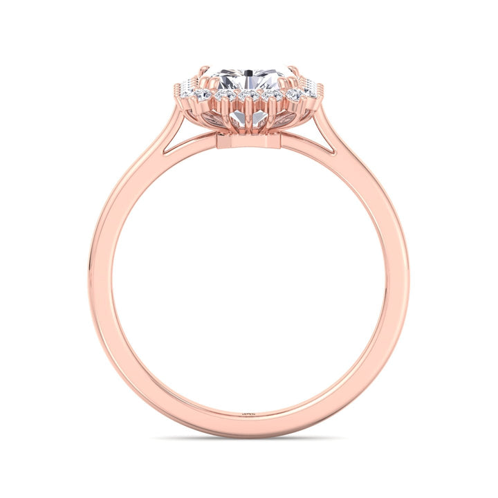 Radiant Cut Flower Halo Engagement Ring