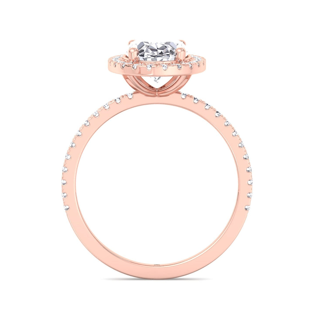 Maui - Oval Cut Halo Engagement Ring With Pavé Band