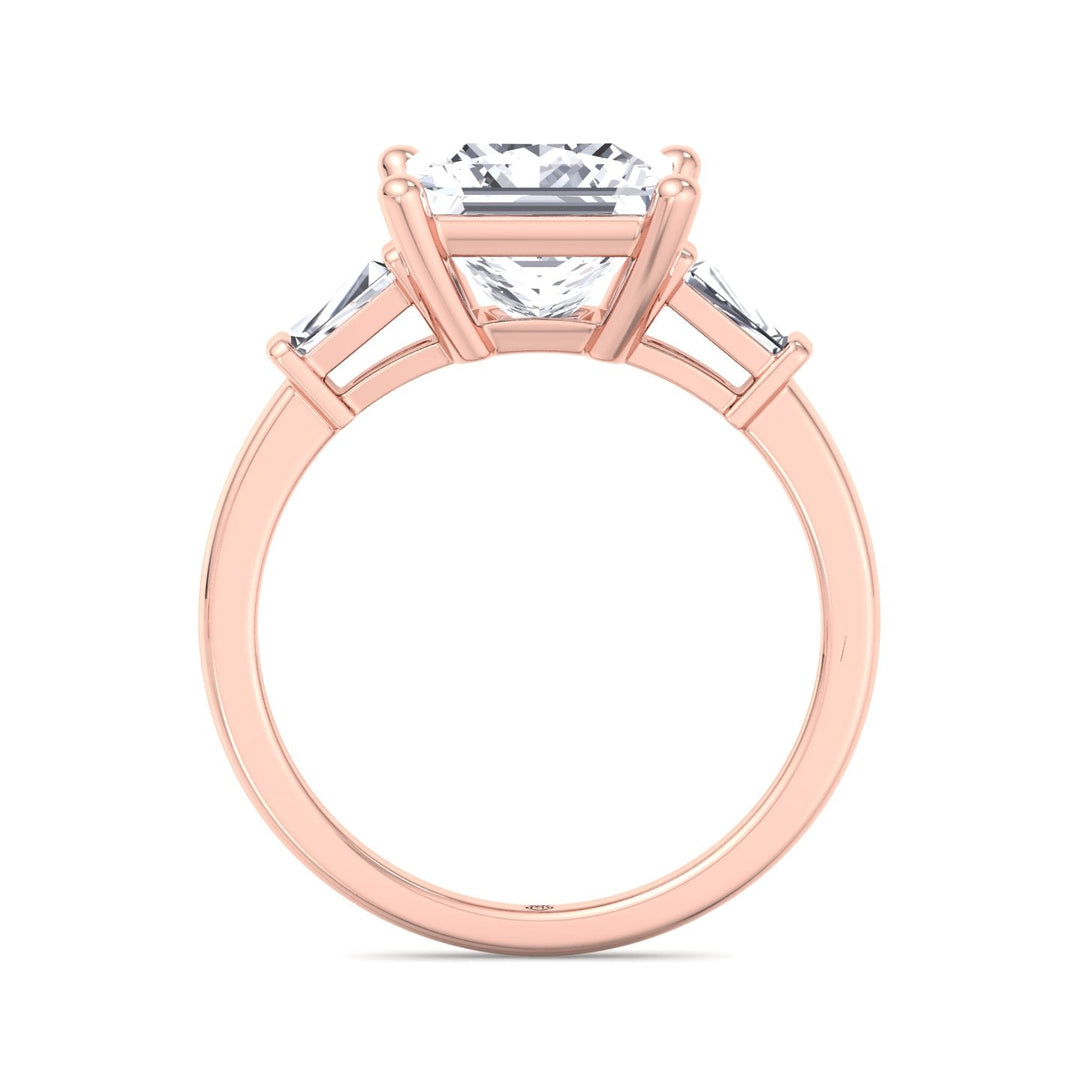 Princess Cut Engagement Ring With Tapered Baguette Sidestones