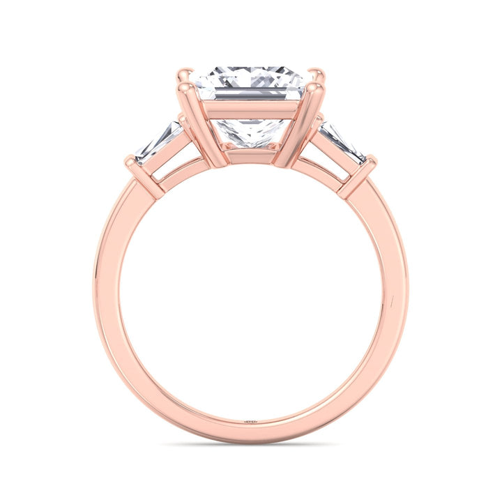 Princess Cut Engagement Ring With Tapered Baguette Sidestones