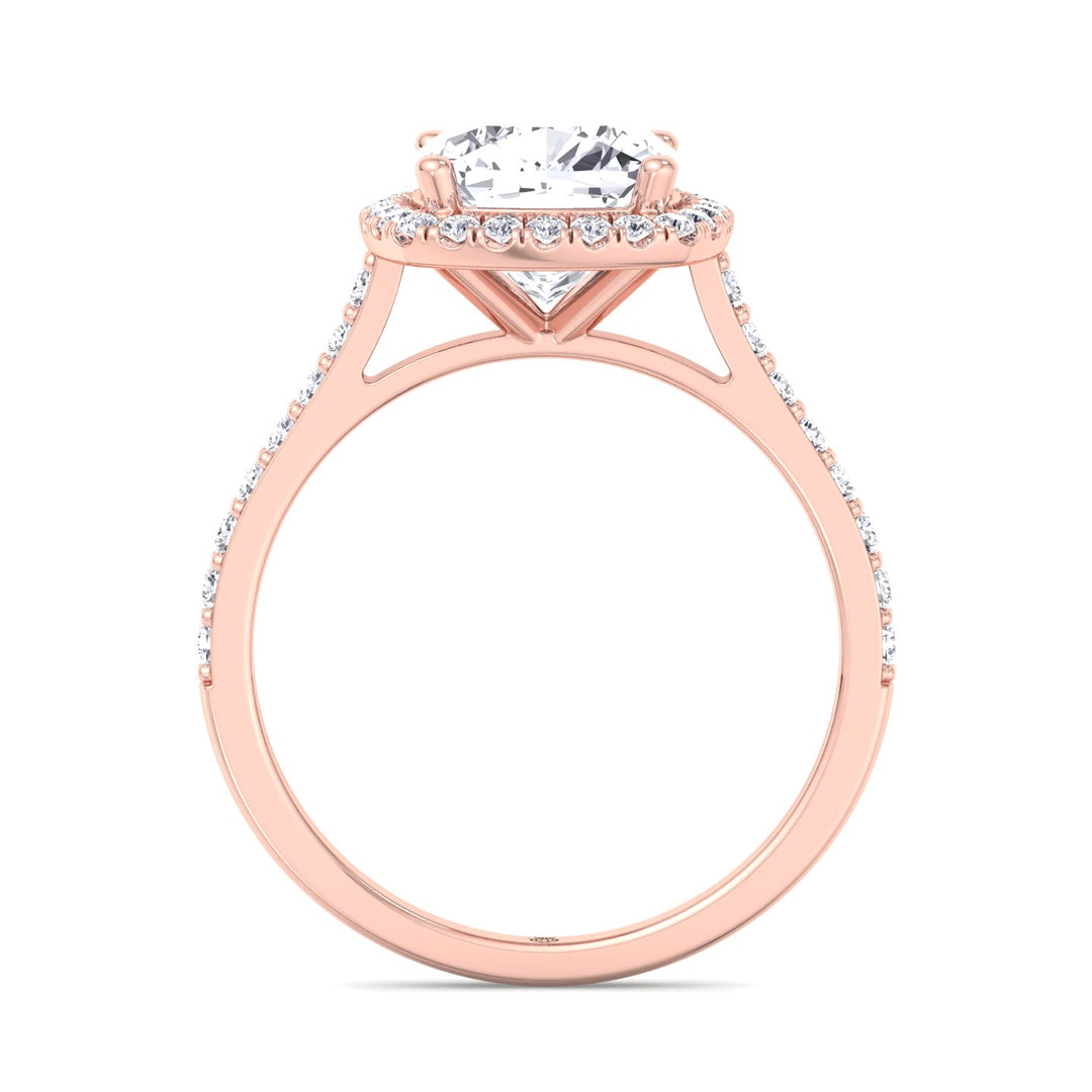 Cushion Cut   Halo Engagement Ring with Sidestones
