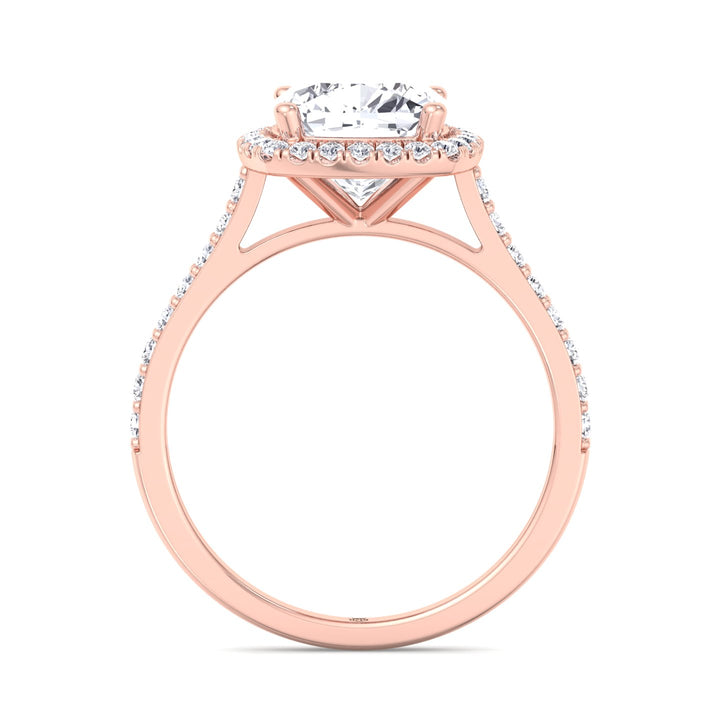 Cushion Cut   Halo Engagement Ring with Sidestones