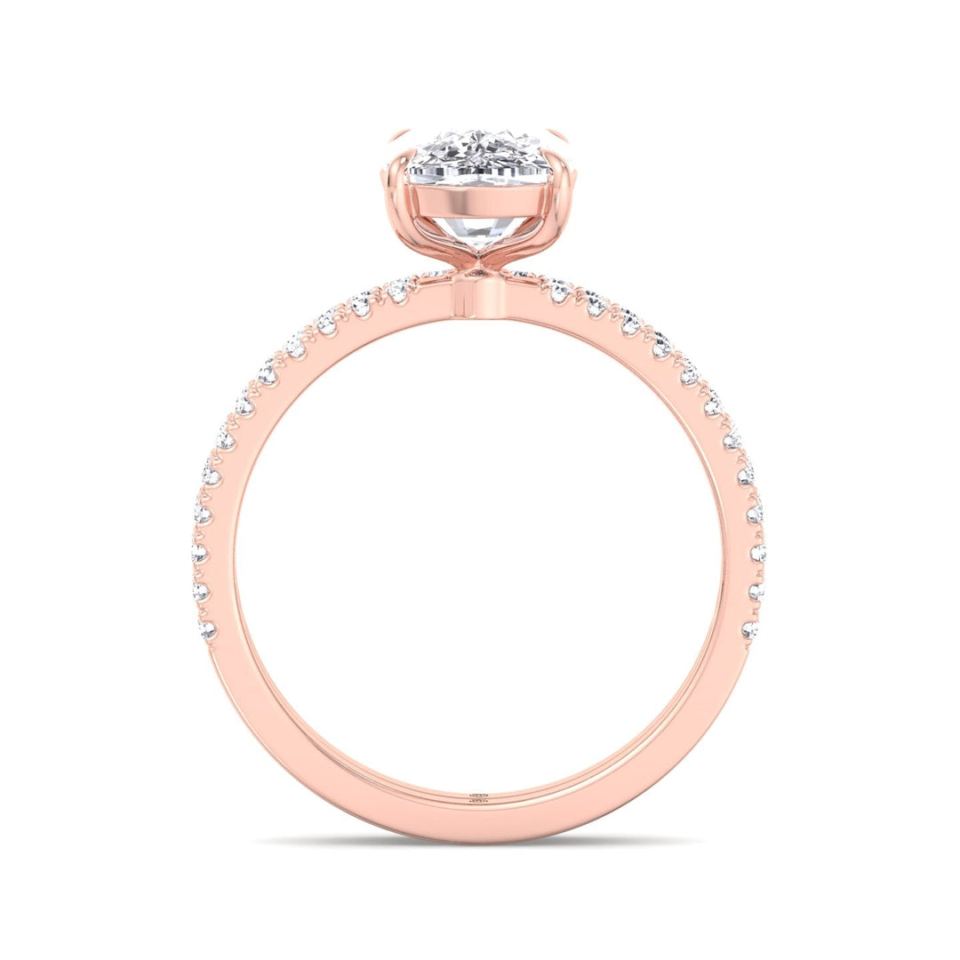 Elongated Cushion Cut Engagement Ring With Double Band and Sidestones