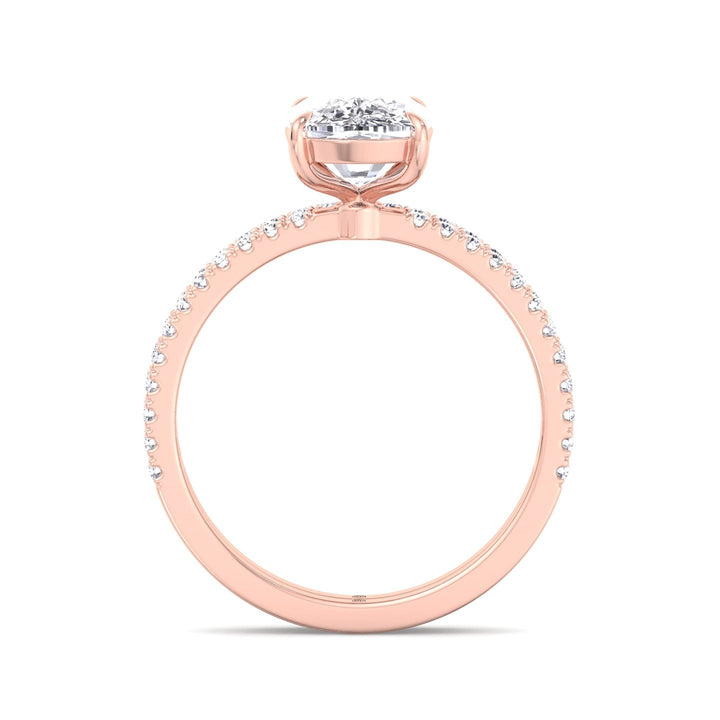 Elongated Cushion Cut Engagement Ring With Double Band and Sidestones