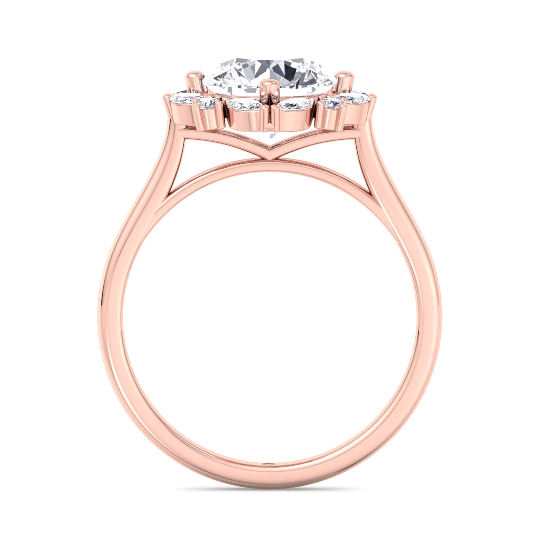Round and Marquise Cluster   Engagement Ring