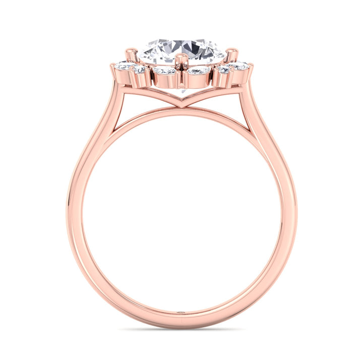 Round and Marquise Cluster   Engagement Ring