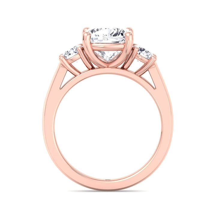 Cushion Cut   Engagement Ring With Round Sidestones