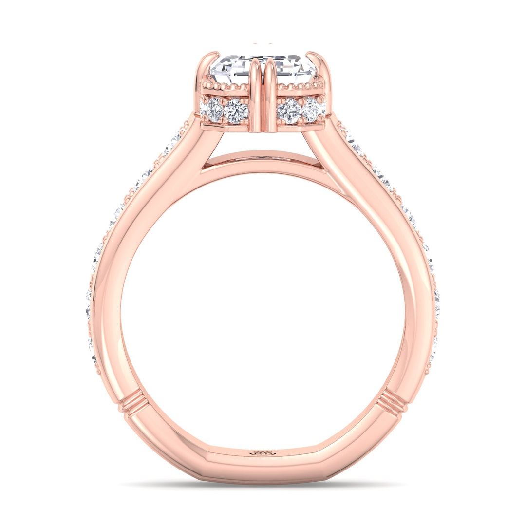 Emerald Cut   Detailed Engagement Ring