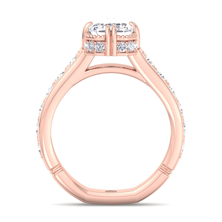 Emerald Cut   Detailed Engagement Ring