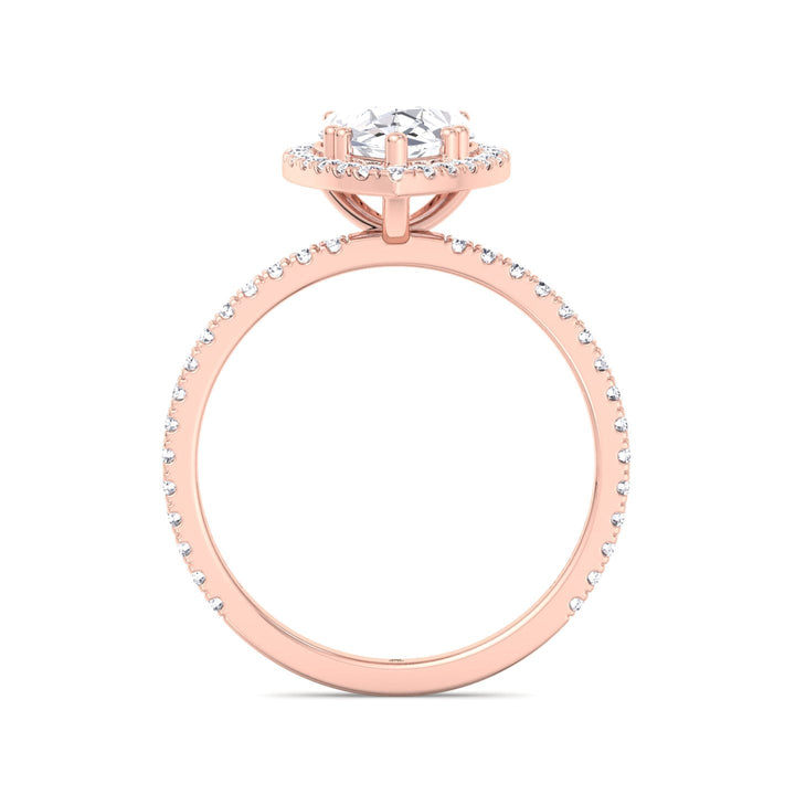 Pear Shape Dainty Engagement Ring With Halo &amp; Sidestones