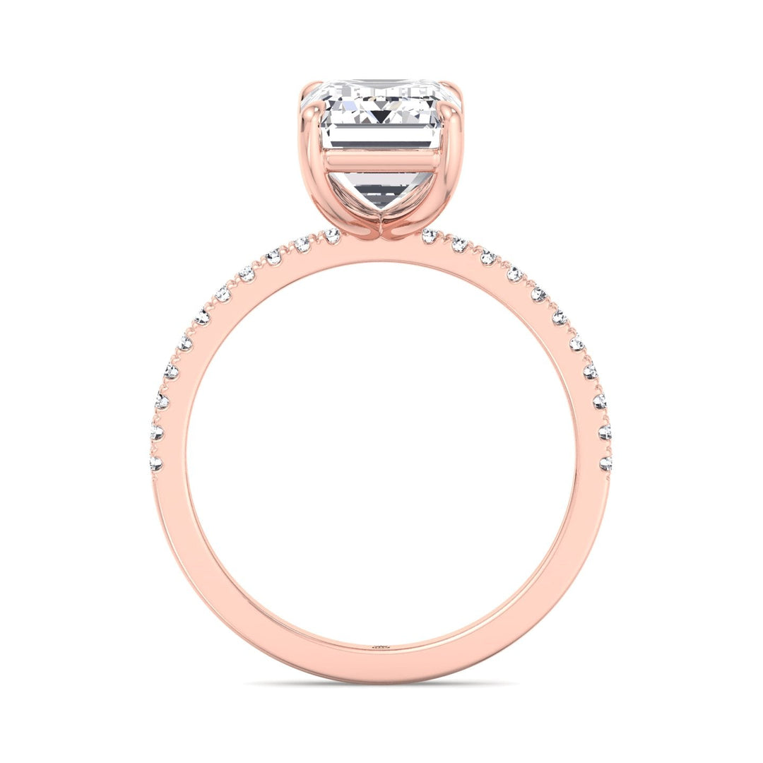 Thin Pave Emerald Cut Engagement Ring