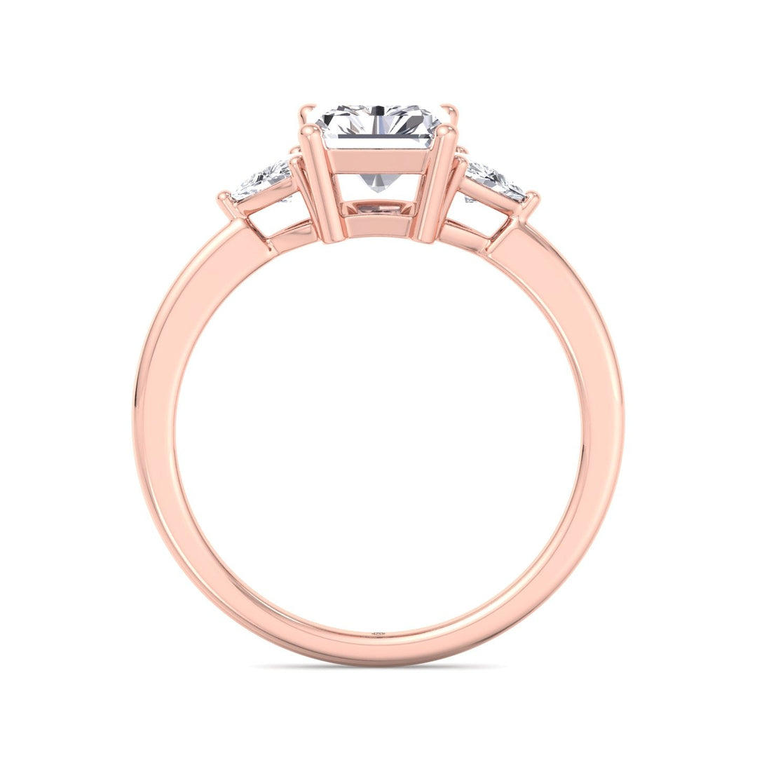 Radiant Cut Engagement Ring with Sidestones