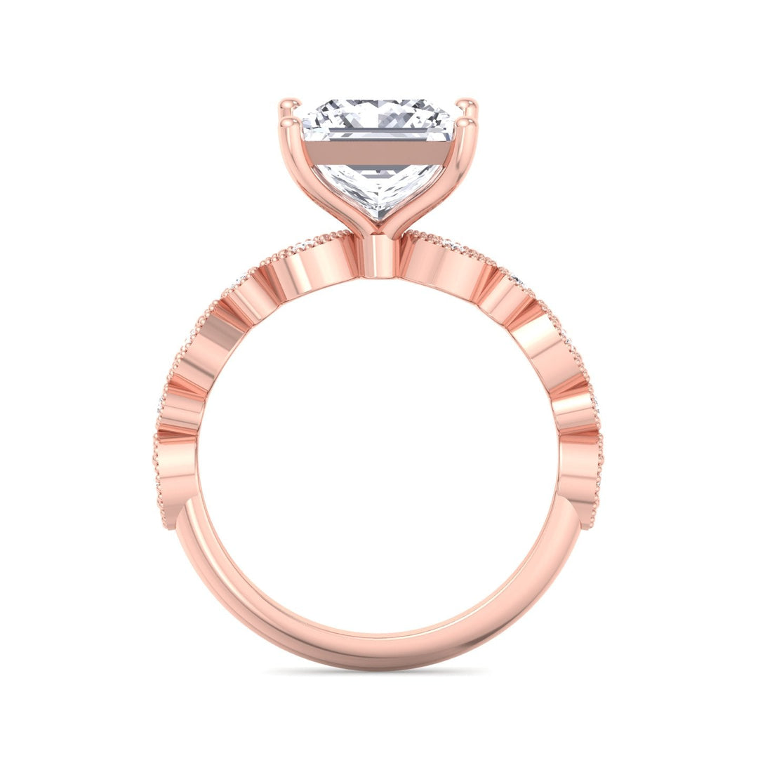 Princess Cut Engagement Ring With Detailed Sidestones