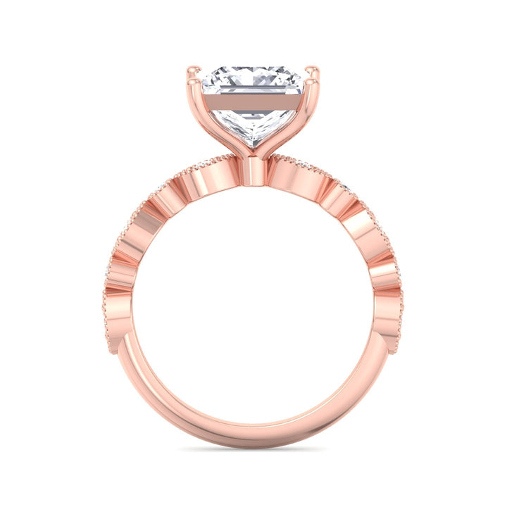 Princess Cut Engagement Ring With Detailed Sidestones