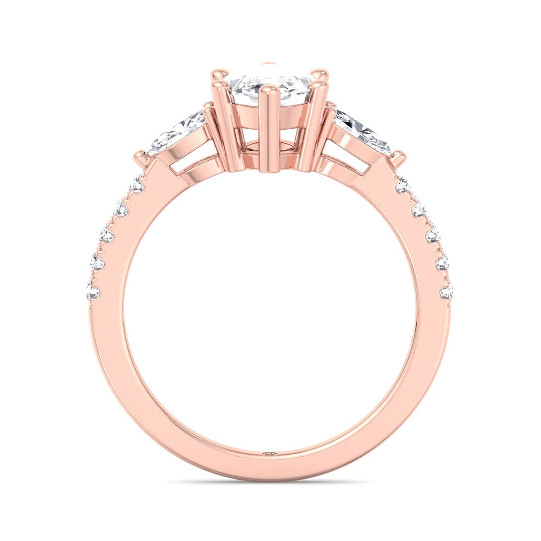 Marquise Cut Engagement Ring With Oval &amp; Pavé Sidestones