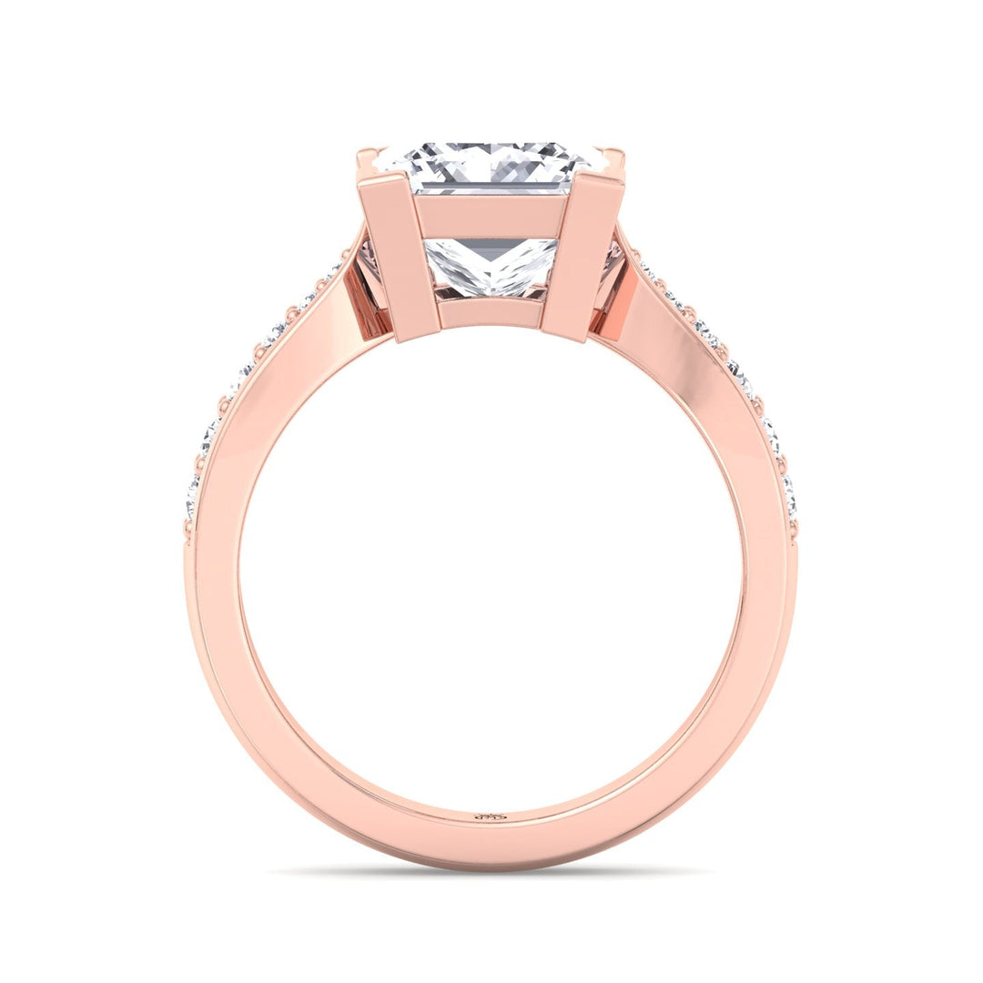 Princess Cut Engagement Ring With Sidestones Channel Setting