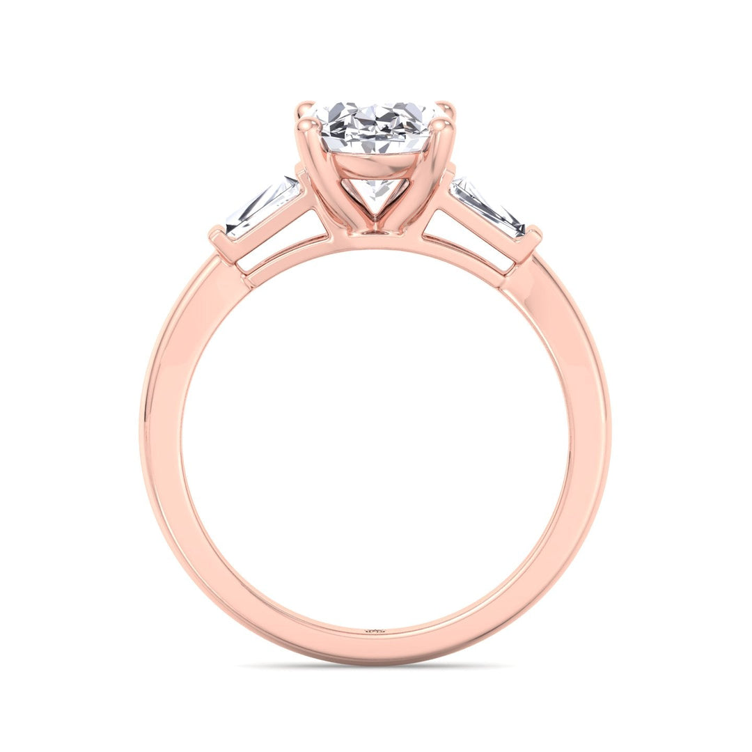 Oval Cut Engagement Ring with Tapered Baguette Side Stones