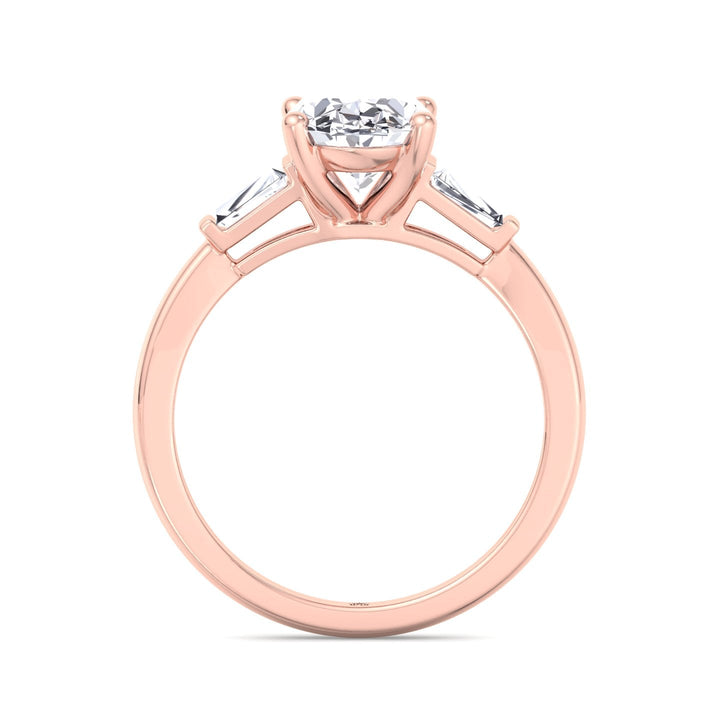 Oval Cut Engagement Ring with Tapered Baguette Side Stones
