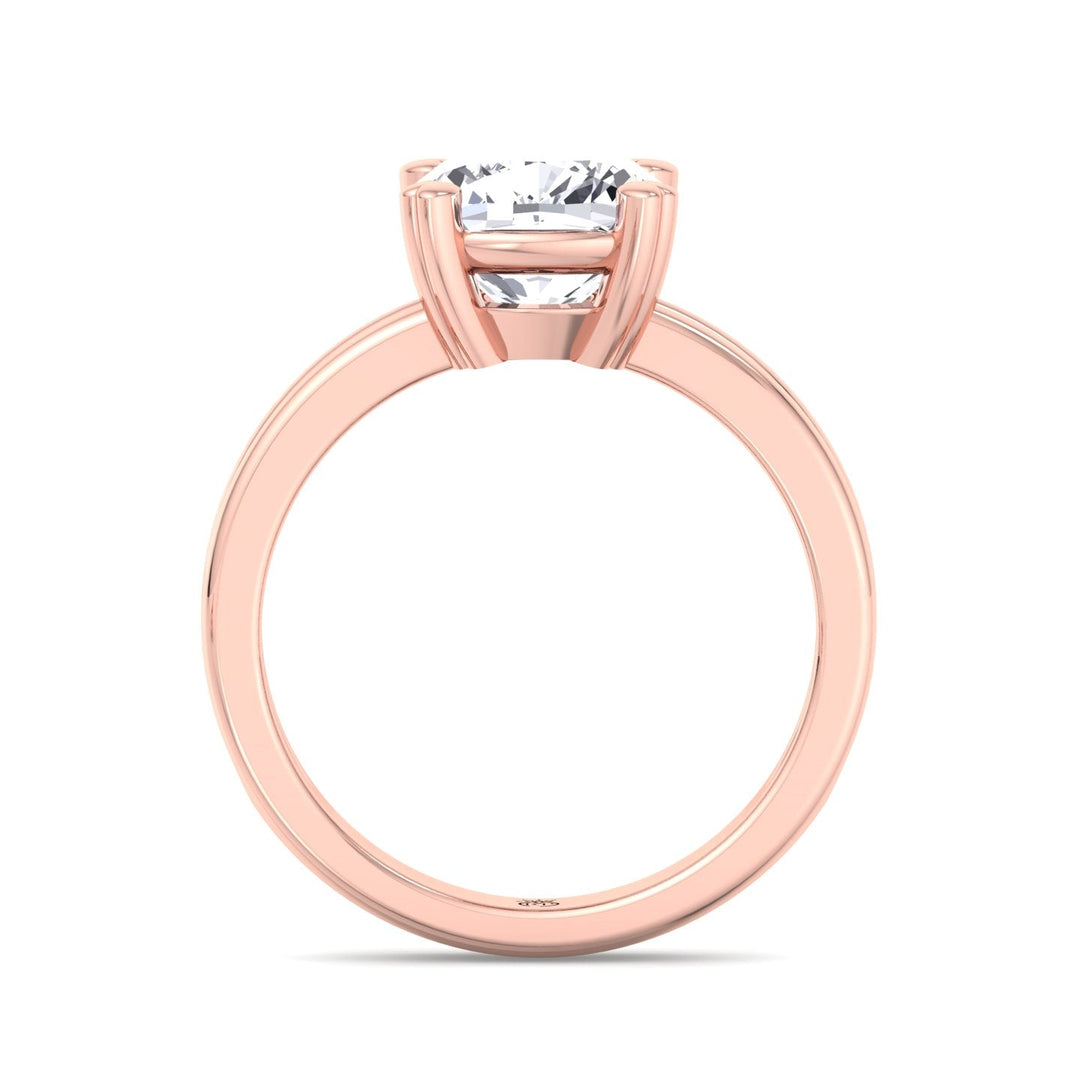 Cushion Cut Solitaire Engagement Ring With Double Band