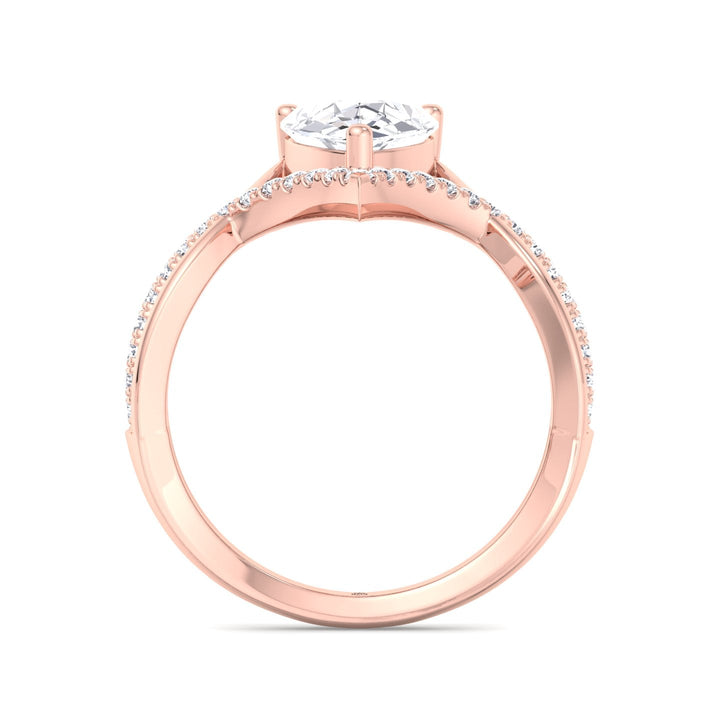 Pear Shape Engagement Ring With Twisted Pavé Band