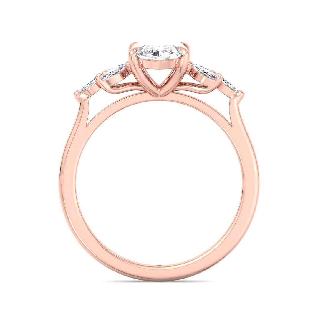 Marquise Cut Engagement Ring with Triple Marquise Sidestones