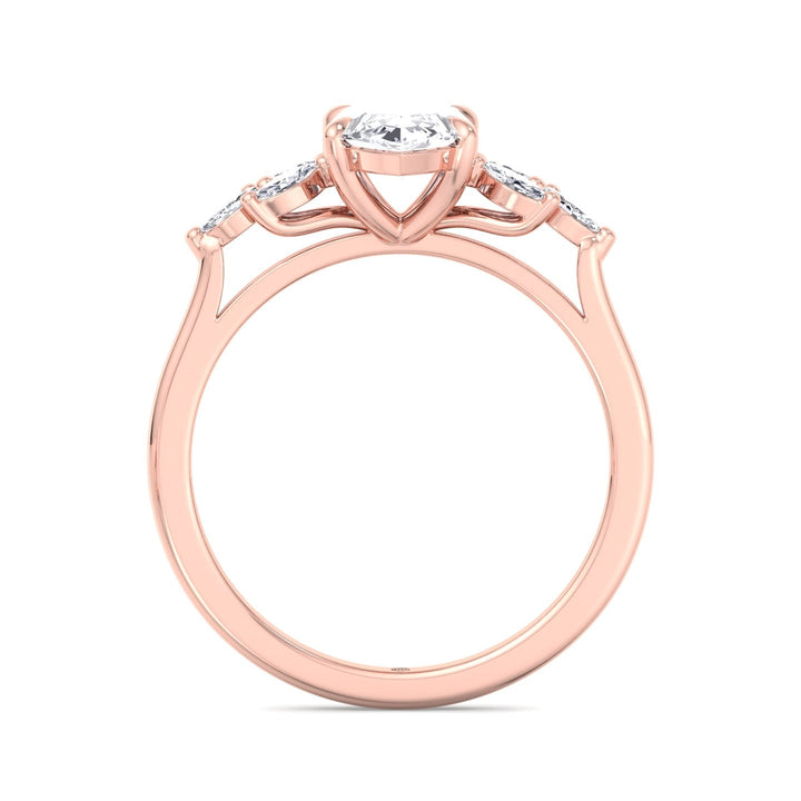 Marquise Cut Engagement Ring with Triple Marquise Sidestones