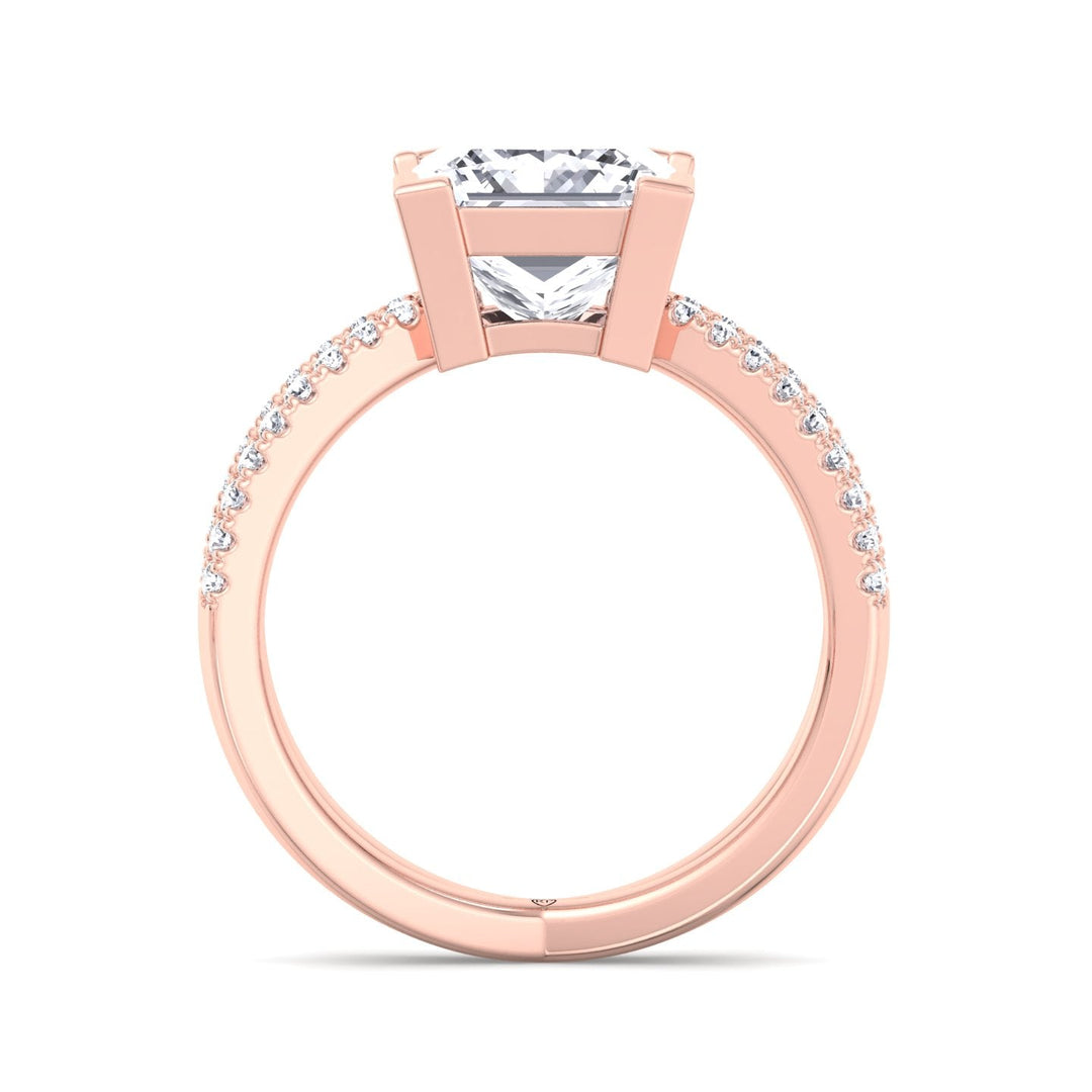 Princess Cut Engagement Ring With Criss Cross Pavé Band