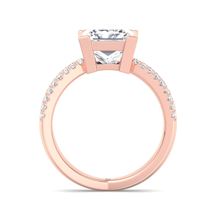 Princess Cut Engagement Ring With Criss Cross Pavé Band