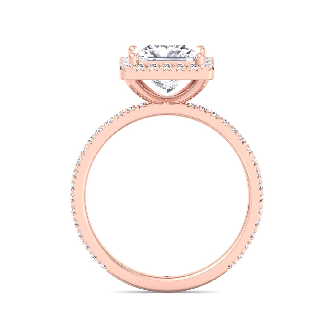 Princess Cut Engagement Ring With Pavé Sidestones &amp; Halo