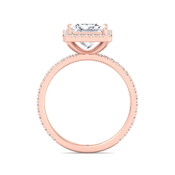 Princess Cut Engagement Ring With Pavé Sidestones &amp; Halo