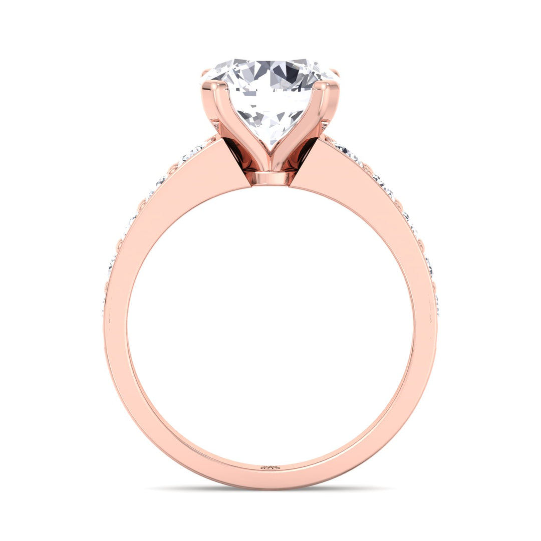 Round Cut Engagement Ring with Sidestones