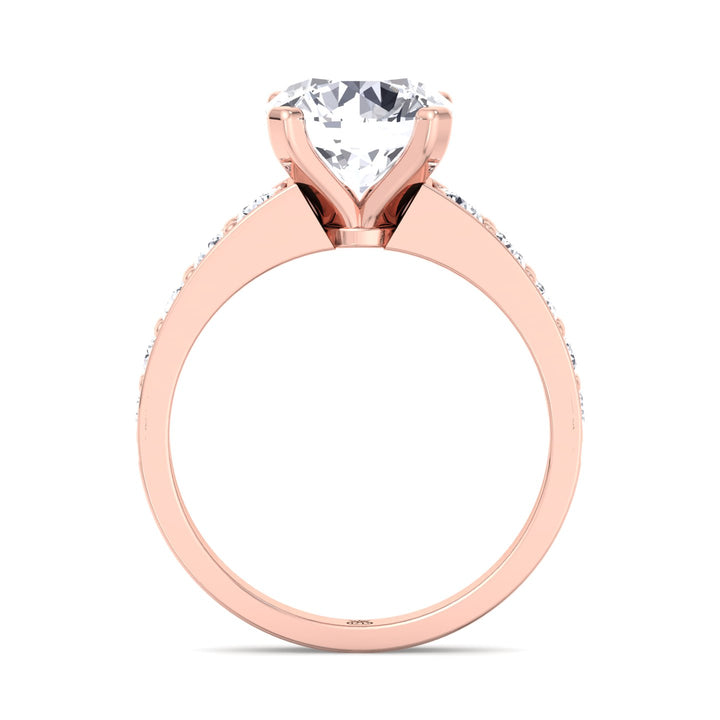 Round Cut Engagement Ring with Sidestones