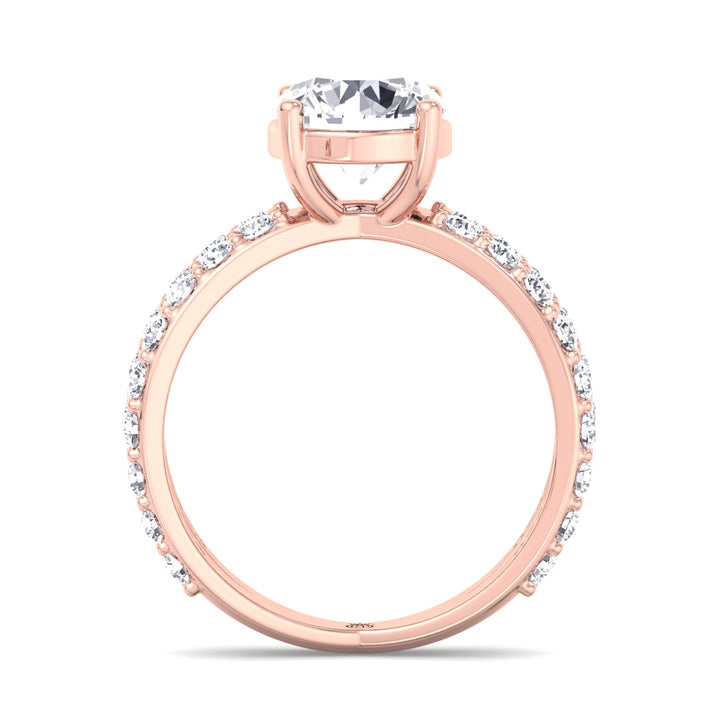 Round Cut Engagement Ring With Double Band