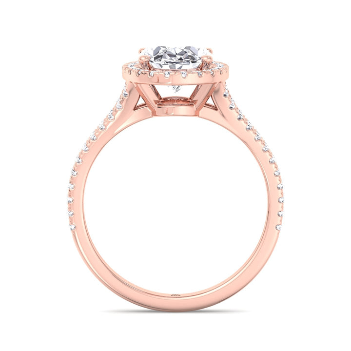 Oval Cut Engagement Ring with Round Side Stones