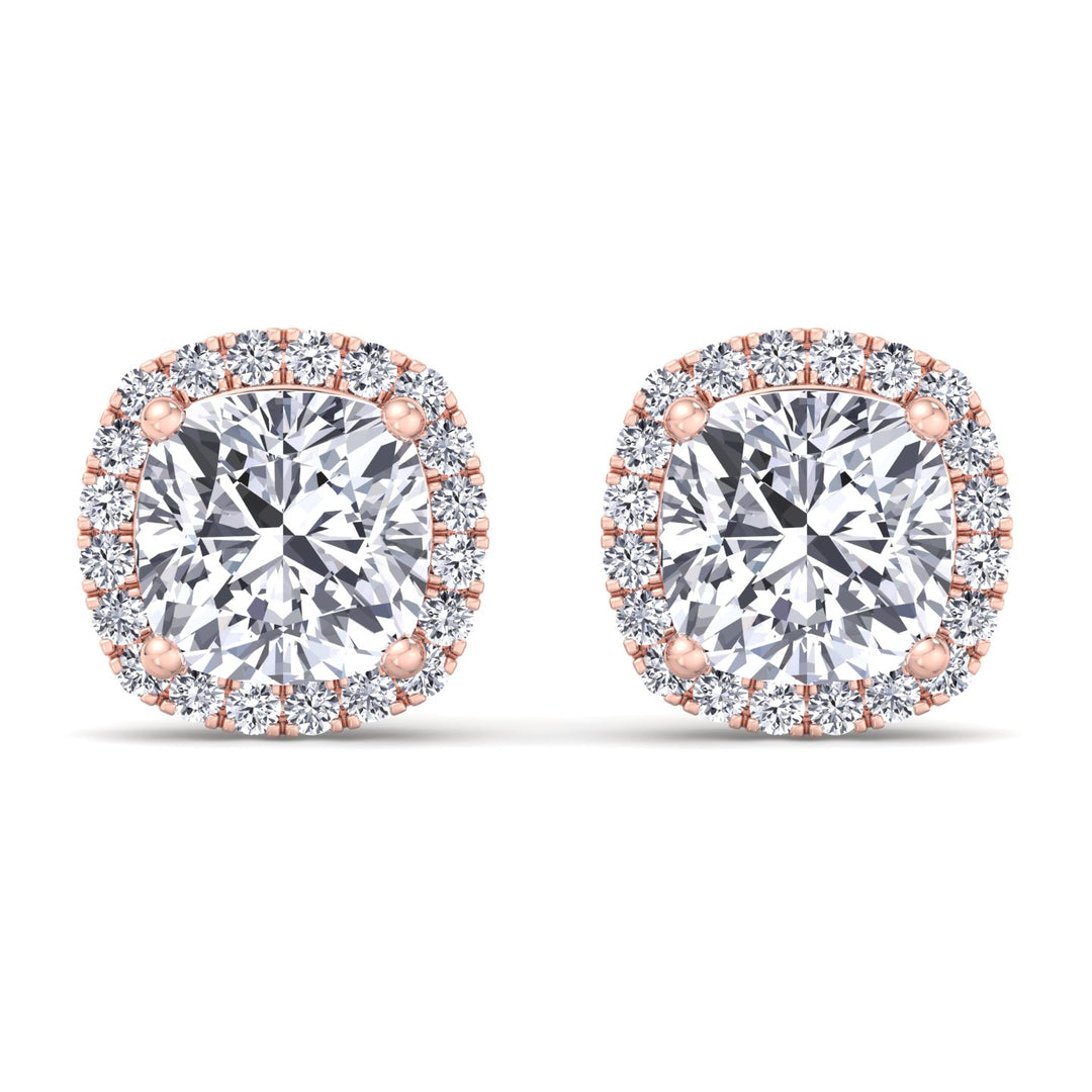 Cushion Cut Halo Studs