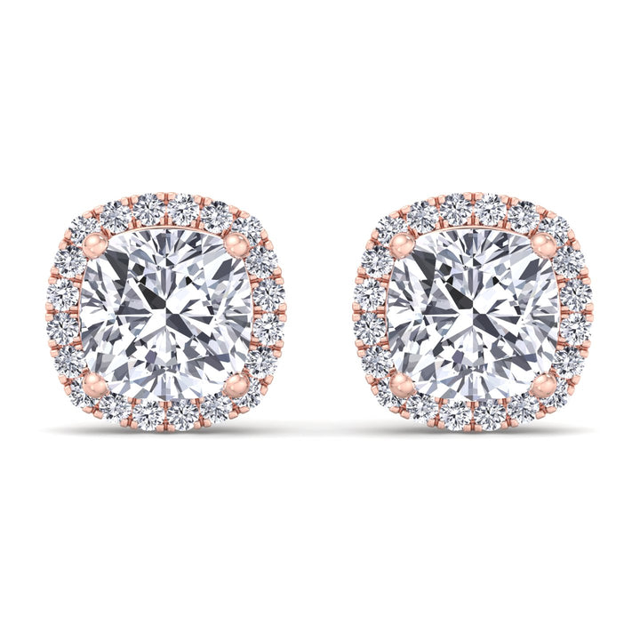Cushion Cut Halo Studs