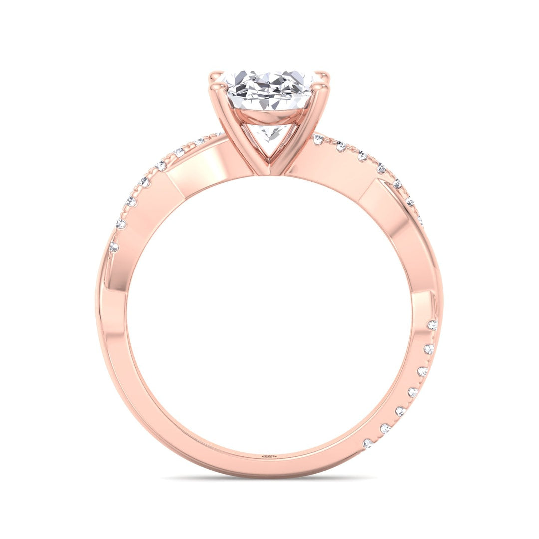 Kauai -  Oval Cut Pavé Twist Band Engagement Ring