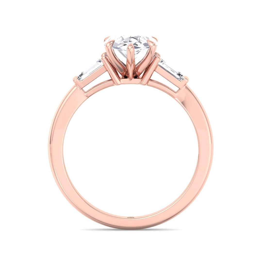 Pear Shape Engagement Ring with Tapered Baguette Side Stones