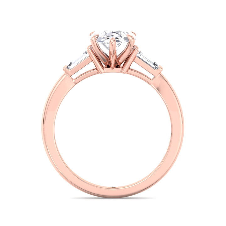 Pear Shape Engagement Ring with Tapered Baguette Side Stones