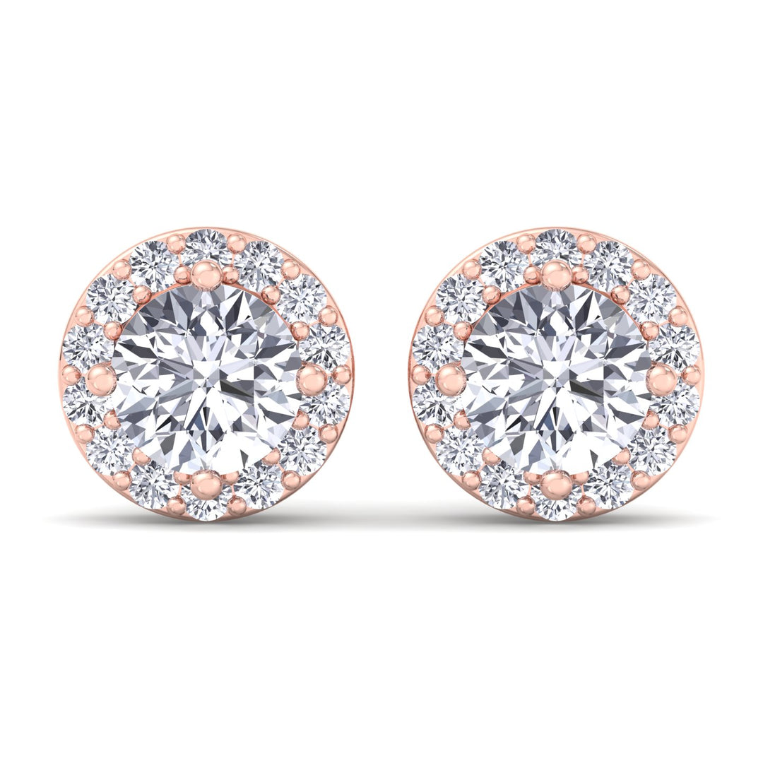 Round Cut Halo Studs