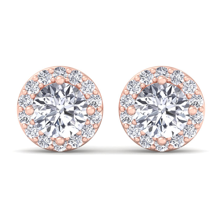 Round Cut Halo Studs