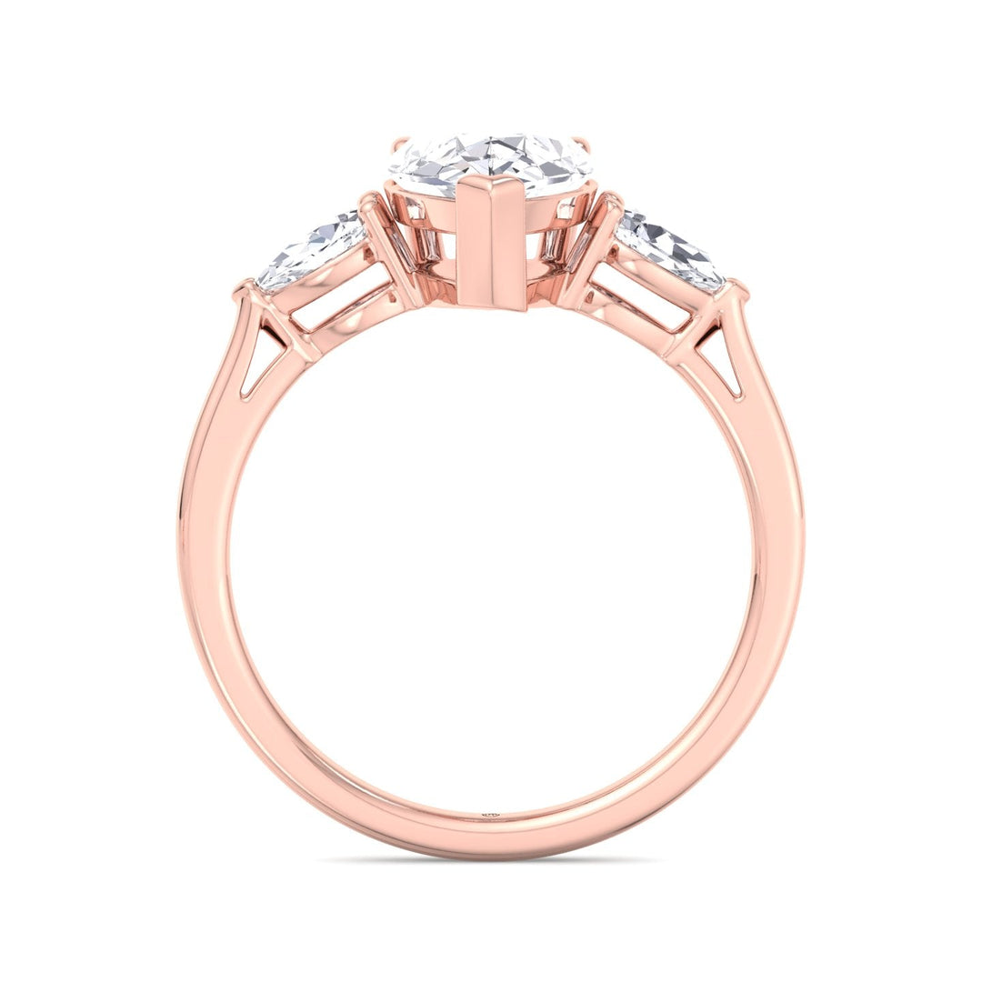 Pear Shape   Engagement Ring With Pear Sidestones